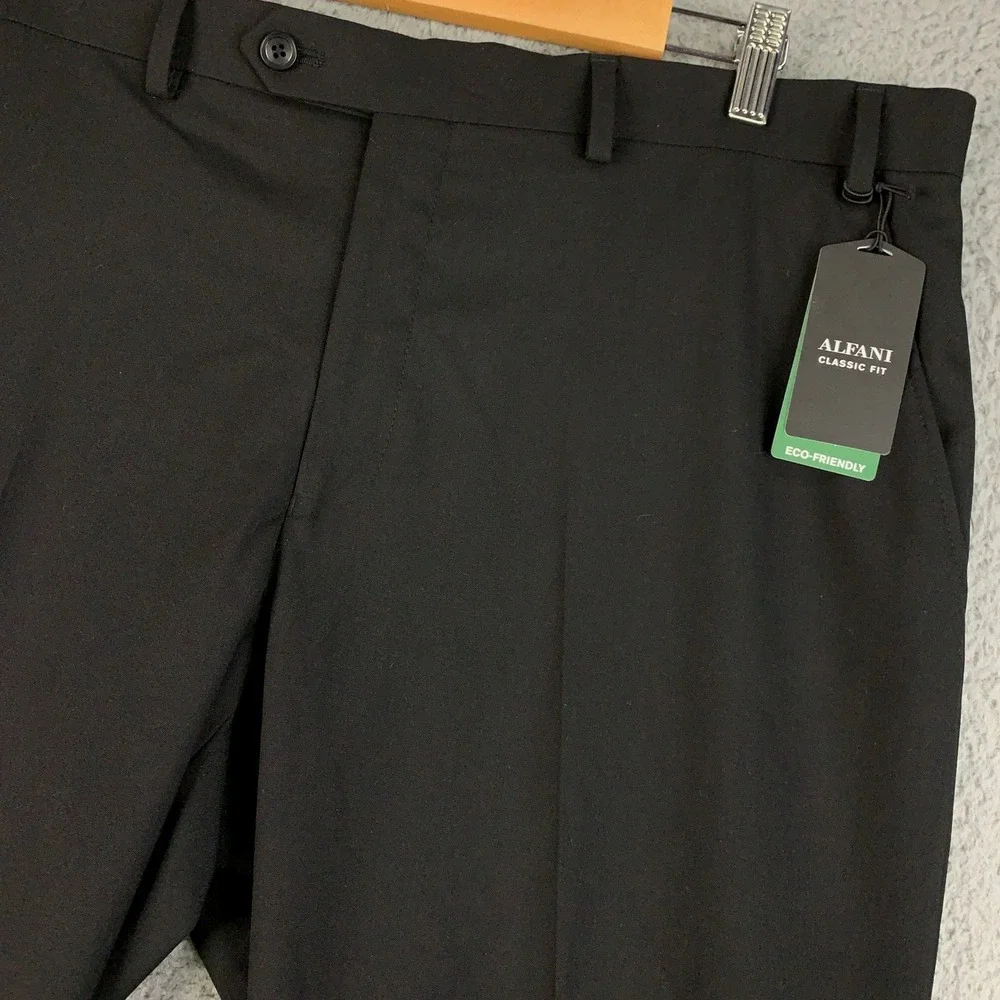 Alfani Performance Stretch Dress Pants Mens 38 x 30 Black Classic Fit Flat Front